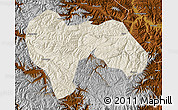 Shaded Relief Map of Min Xian, physical outside