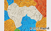 Shaded Relief Map of Min Xian, political outside