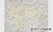 Shaded Relief Map of Min Xian, semi-desaturated