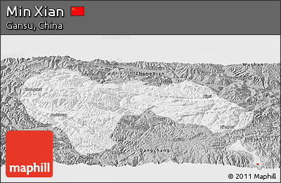 Gray Panoramic Map of Min Xian