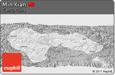 Gray Panoramic Map of Min Xian