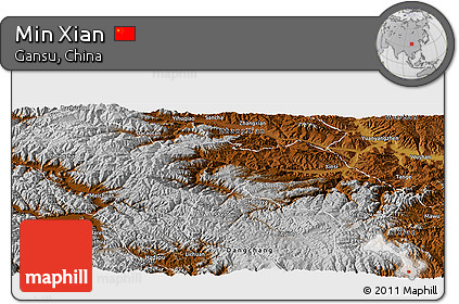 Physical Panoramic Map of Min Xian