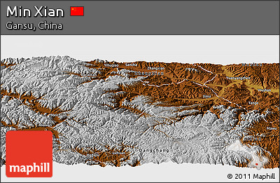 Physical Panoramic Map of Min Xian