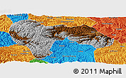 Physical Panoramic Map of Min Xian, political outside