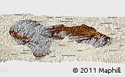 Physical Panoramic Map of Min Xian, shaded relief outside