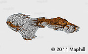 Physical Panoramic Map of Min Xian, single color outside