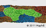Political Panoramic Map of Min Xian, darken