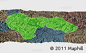 Political Panoramic Map of Min Xian, darken, semi-desaturated