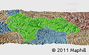 Political Panoramic Map of Min Xian, semi-desaturated