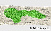 Political Panoramic Map of Min Xian, shaded relief outside