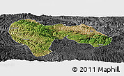 Satellite Panoramic Map of Min Xian, darken, desaturated