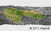 Satellite Panoramic Map of Min Xian, desaturated