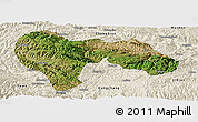 Satellite Panoramic Map of Min Xian, shaded relief outside