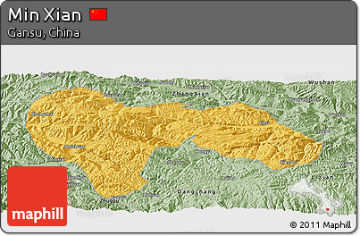 Savanna Style Panoramic Map of Min Xian