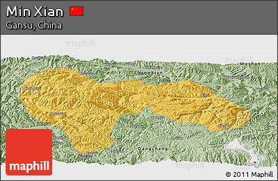 Savanna Style Panoramic Map of Min Xian