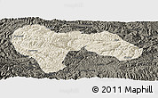 Shaded Relief Panoramic Map of Min Xian, darken