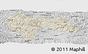 Shaded Relief Panoramic Map of Min Xian, desaturated