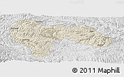 Shaded Relief Panoramic Map of Min Xian, lighten, desaturated