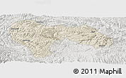 Shaded Relief Panoramic Map of Min Xian, lighten, semi-desaturated