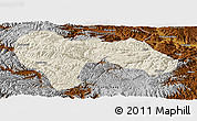 Shaded Relief Panoramic Map of Min Xian, physical outside