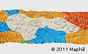 Shaded Relief Panoramic Map of Min Xian, political outside
