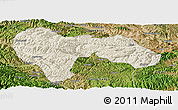 Shaded Relief Panoramic Map of Min Xian, satellite outside