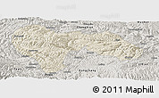 Shaded Relief Panoramic Map of Min Xian, semi-desaturated