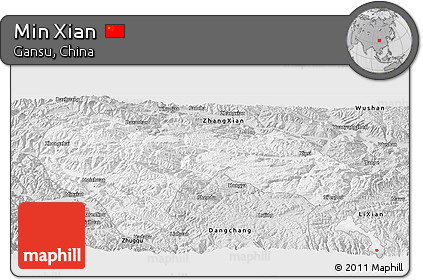 Silver Style Panoramic Map of Min Xian