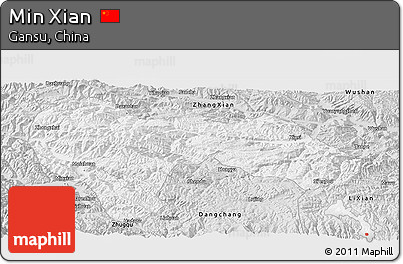 Silver Style Panoramic Map of Min Xian