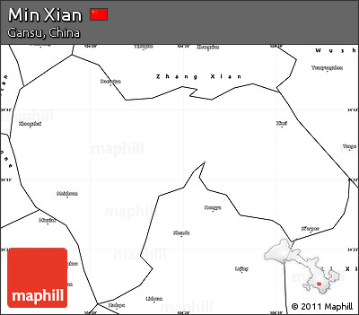 Blank Simple Map of Min Xian