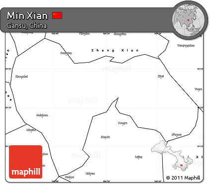 Blank Simple Map of Min Xian