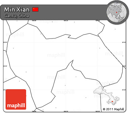Blank Simple Map of Min Xian, no labels