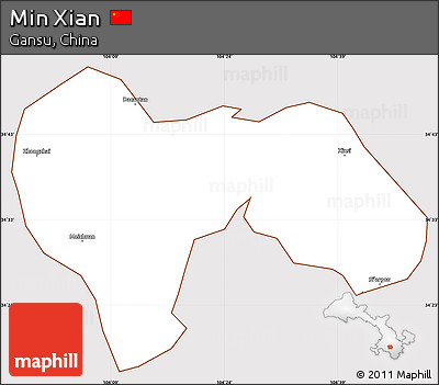 Classic Style Simple Map of Min Xian, cropped outside