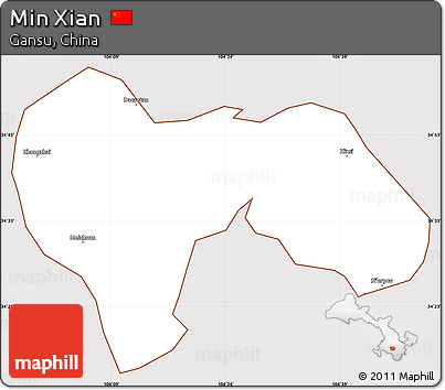 Classic Style Simple Map of Min Xian, cropped outside