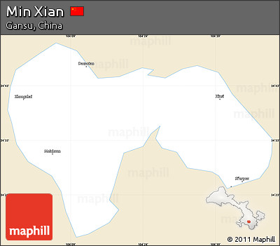 Classic Style Simple Map of Min Xian, single color outside