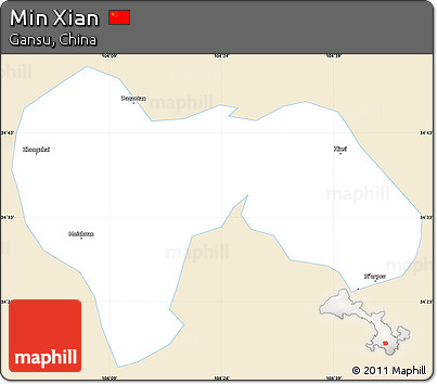 Classic Style Simple Map of Min Xian, single color outside