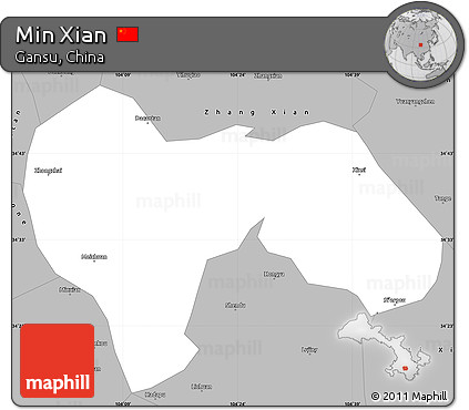 Gray Simple Map of Min Xian