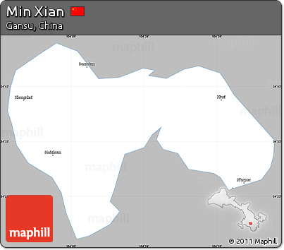 Gray Simple Map of Min Xian, single color outside