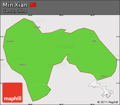 Political Simple Map of Min Xian, cropped outside