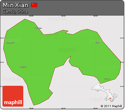 Political Simple Map of Min Xian, cropped outside