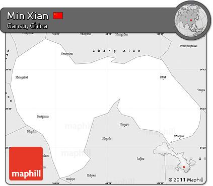 Silver Style Simple Map of Min Xian