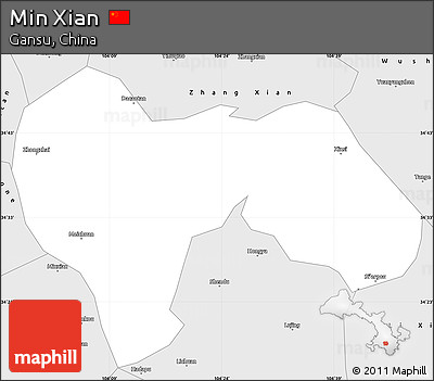 Silver Style Simple Map of Min Xian