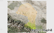 Satellite 3D Map of Minle, semi-desaturated
