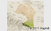 Satellite 3D Map of Minle, shaded relief outside