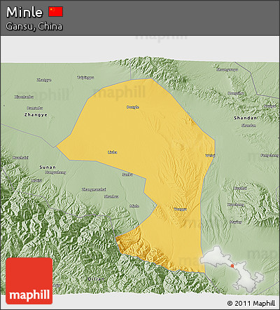 Savanna Style 3D Map of Minle