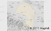 Shaded Relief 3D Map of Minle, desaturated
