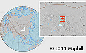 Gray Location Map of Minle, hill shading