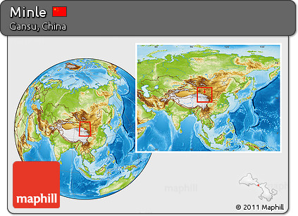 Physical Location Map of Minle, within the entire country