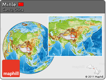 Physical Location Map of Minle, within the entire country