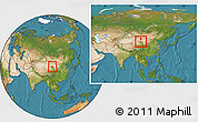 Satellite Location Map of Minle, within the entire country